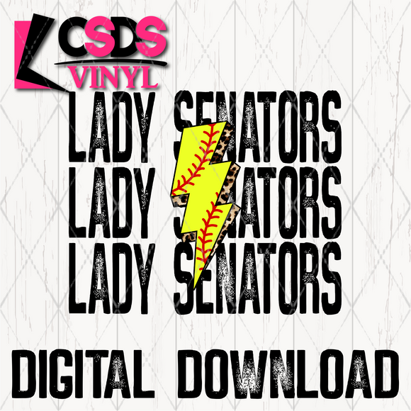 PNG0109 - Softball Lightning Bolt Stacked Word Art Lady Senators - PNG Print File