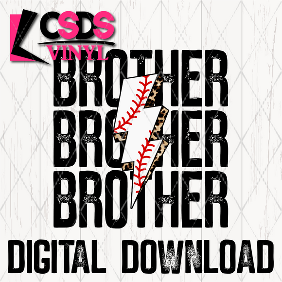 PNG0119 - Baseball Lightning Bolt Stacked Word Art Brother - PNG Print File