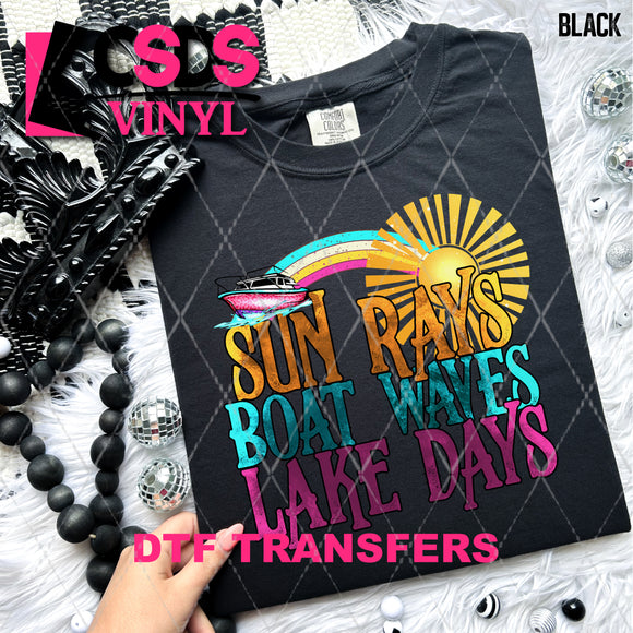 DTF Transfer -  DTF008481 Sun Rays Boat Waves Lake Days