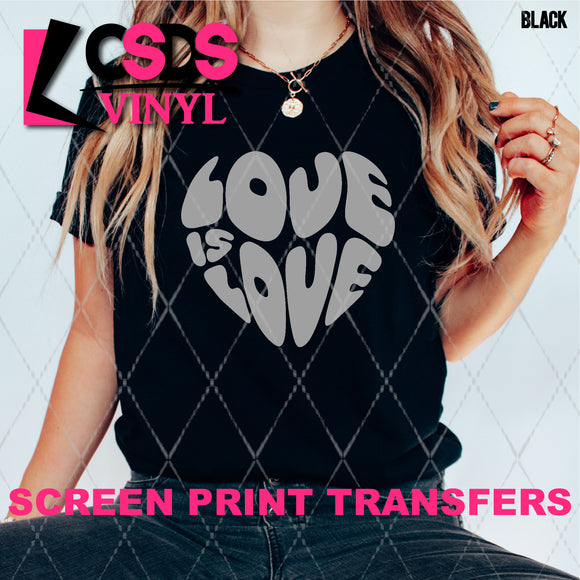 Screen Print Transfer - SCR4868 Love is Love Heart Word Art - Grey