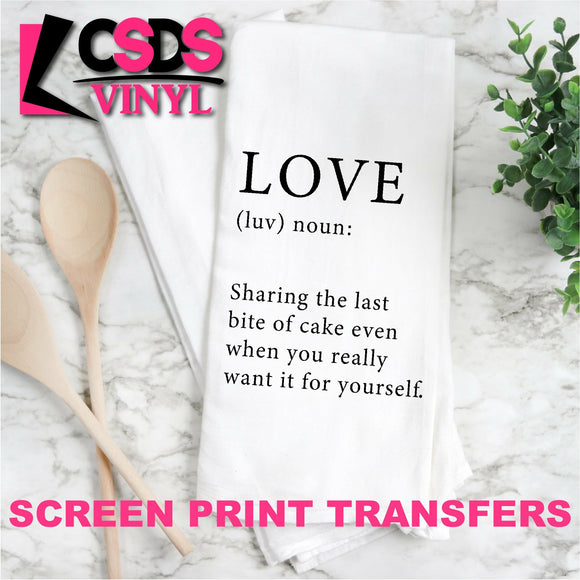 Screen Print Transfer - Love Definition TEA TOWEL/POT HOLDER - Black