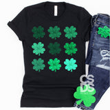 Screen Print Transfer - St. Patrick's Day Watercolor Clovers - Full Color *HIGH HEAT*