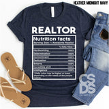 Screen Print Transfer - Realtor Nutrition Facts - White