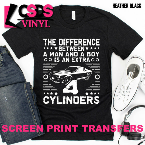 Screen Print Transfer - 4 Cylinders - White