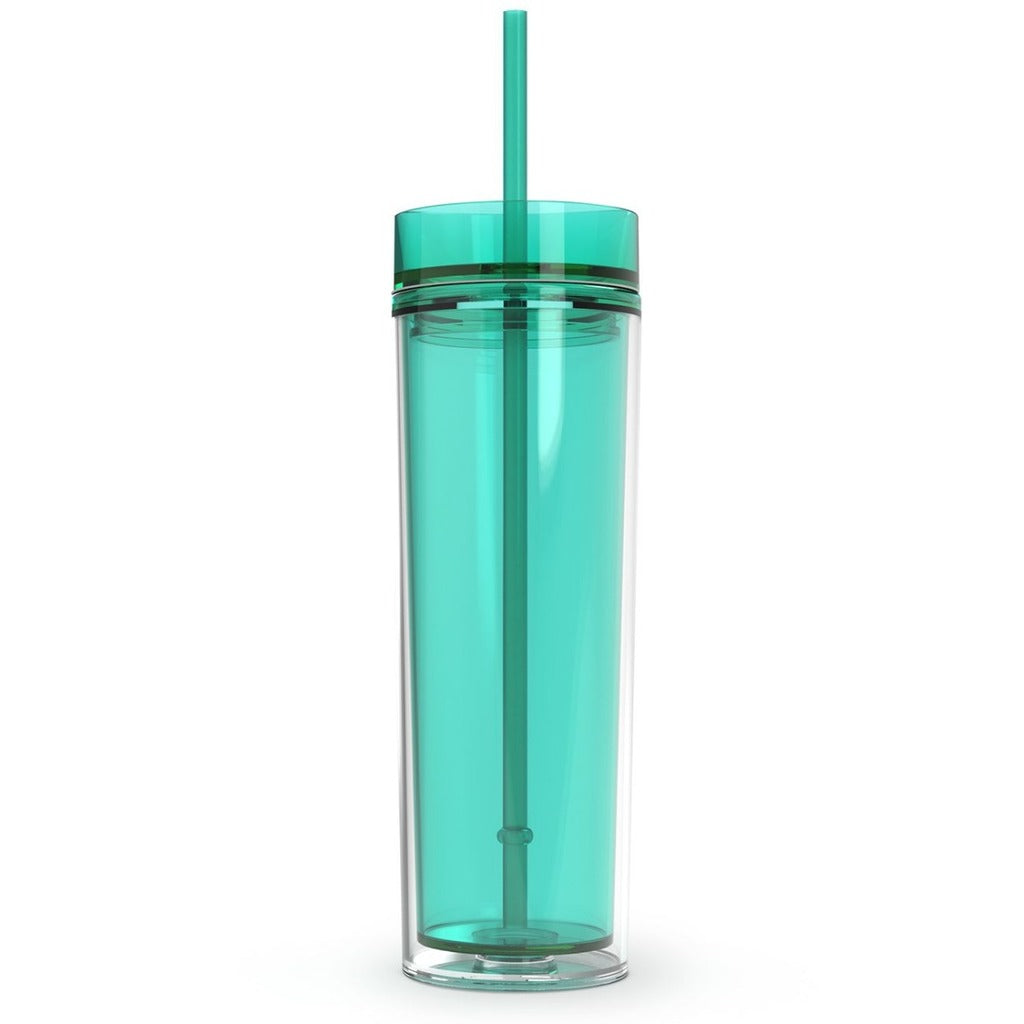 Plastic Double Walled Acrylic Skinny Tumblers with Lids and Straws