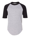 Augusta Youth Raglan-Grey Solid/ Black-Youth Medium