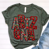 DTF Transfer - DTF015057 - Faux Glitter/Embroidery Strawberry States