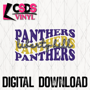 PNG0184 - Liberty Hill Panthers Wave Text Athletic Gold Purple - PNG Print File