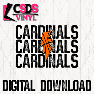 PNG0224 - Basketball Lightning Bolt Stacked Word Art Cardinals - PNG Print File