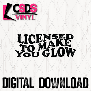 PNG0237 - Licensed to Make You Glow Wave Text Black - PNG Print File