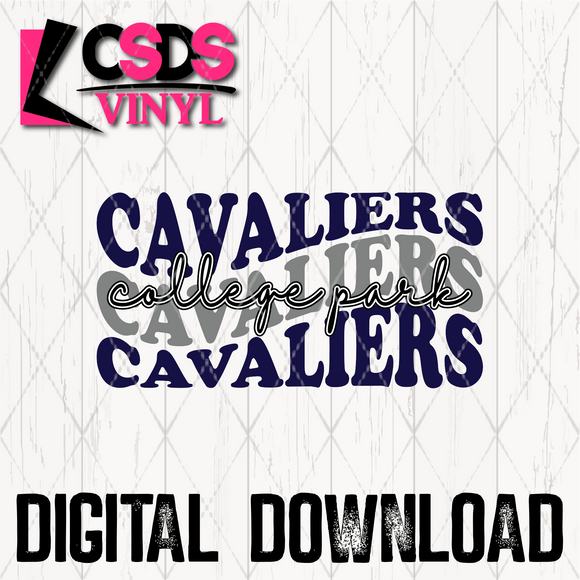 PNG0251 - College Park Cavaliers Wave Text  Grey Navy Blue - PNG Print File