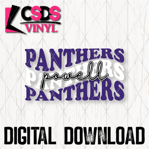 PNG0252 - Powell Panthers Wave Text  Purple White - PNG Print File