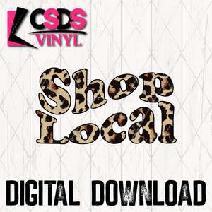 PNG0255 - Shop Local Wave Text Leopard  - PNG Print File