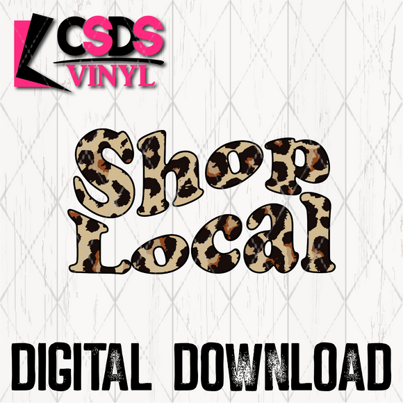 PNG0255 - Shop Local Wave Text Leopard  - PNG Print File