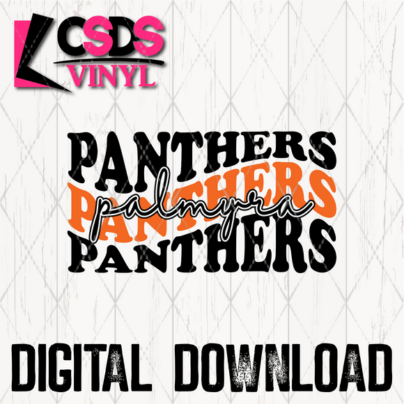 PNG0258 - Palmyra Panthers Wave Text Orange Black - PNG Print File