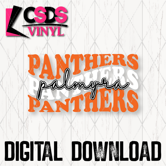 PNG0259 - Palmyra Panthers Wave Text Orange White - PNG Print File