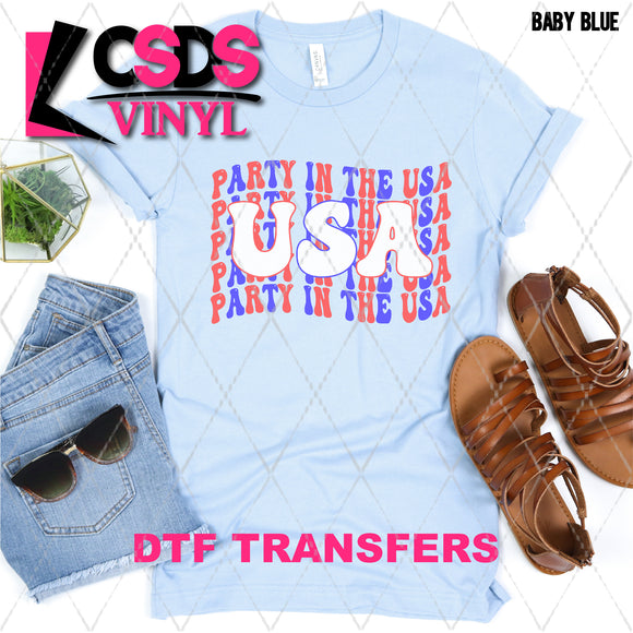 DTF Transfer - DTF002502 Party in the USA Wavy Stacked Word Art