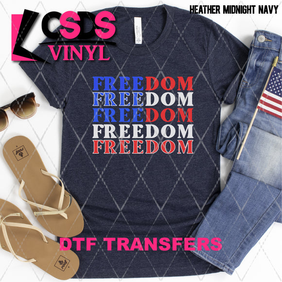 DTF Transfer - DTF002504 Freedom Stacked Word Art Flag