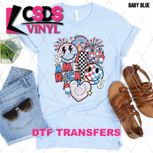 DTF Transfer - DTF002512 Patriotic America Smiles and Disco Ball