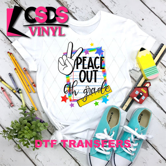 DTF Transfer - DTF002556 Rainbow Stars Peace Out 6th Grade