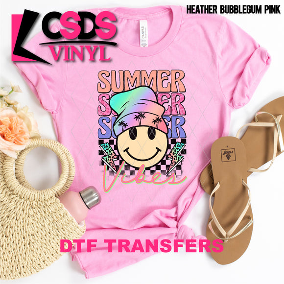 DTF Transfer - DTF002612 Summer Vibes Stacked Word Art Smile
