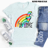 DTF Transfer - DTF002636 Love is love Rainbow Lightning Bolt Gay