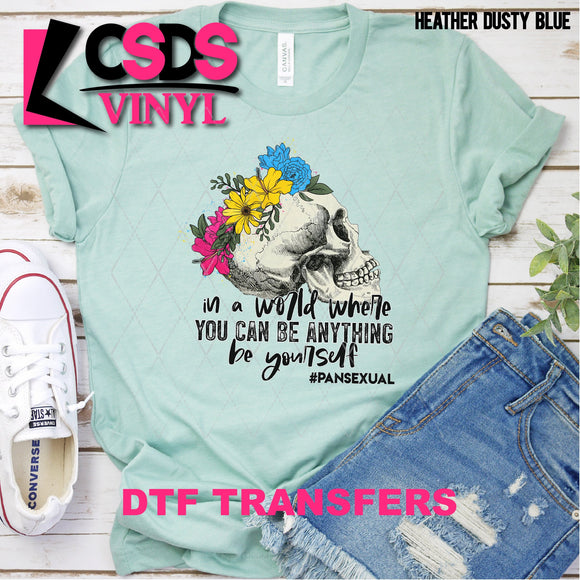 DTF Transfer - DTF002639 Floral Skull Be Yourself #Pansexual