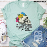 DTF Transfer - DTF002639 Floral Skull Be Yourself #Pansexual