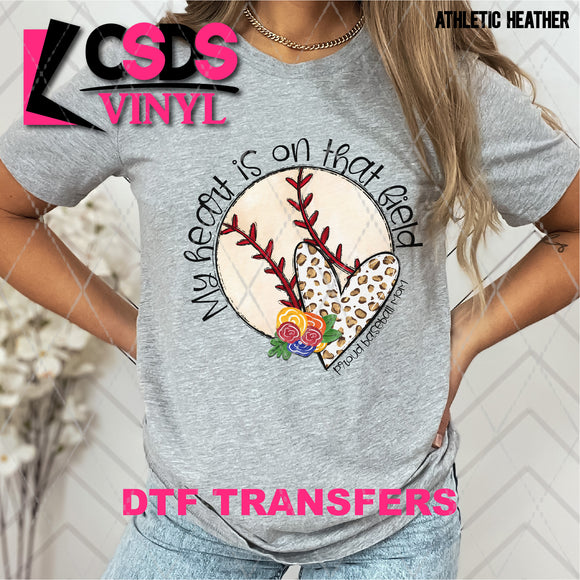 DTF Transfer - DTF002686 My Heart is on that Field Baseball Floral Mom