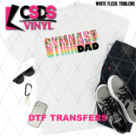 DTF Transfer - DTF002694 Gymnast Dad Colorful Leopard Stacked Word Art