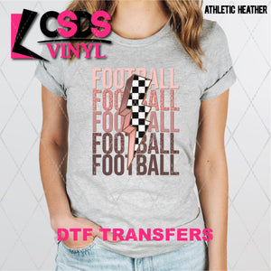 DTF Transfer - DTF002732 Football and Checkered Lightning Bolt Stacked Word Art