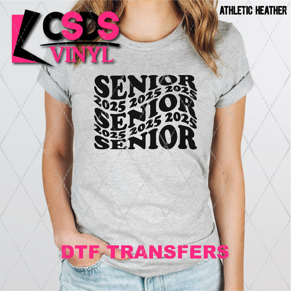 DTF Transfer - DTF002736 Senior 2025 Wavy Font Stacked Word Art Black