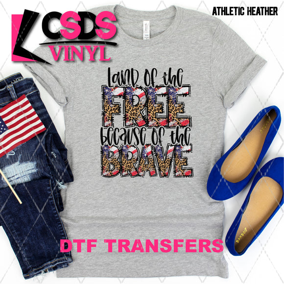 DTF Transfer - DTF002765 Land of the Free Because of the Brave Leopard