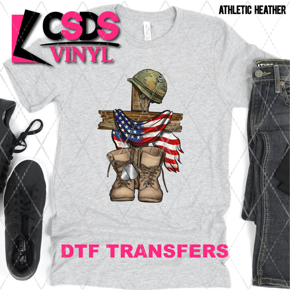 DTF Transfer - DTF002774 Military Boots, Flag and Cross