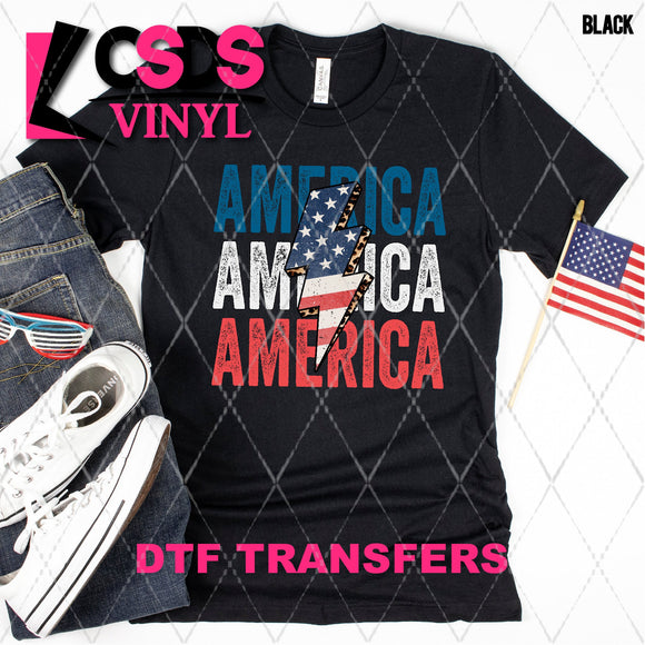DTF Transfer - DTF002799 America Lightning Bolt Stacked Word Art