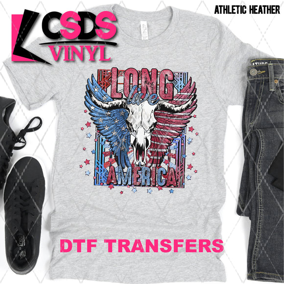 DTF Transfer - DTF002891 Long Live America Cow Skull and Wings