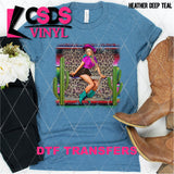 DTF Transfer - DTF002900 Cowgirl with Serape Leopard and Cactus