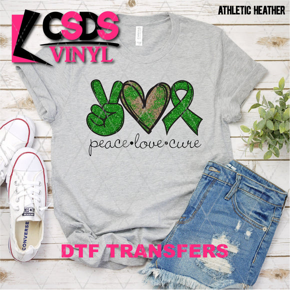DTF Transfer - DTF003069 Peace Love Cure Leopard and Glitter Green