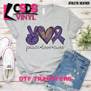 DTF Transfer - DTF003075 Peace Love Cure Leopard and Glitter Purple