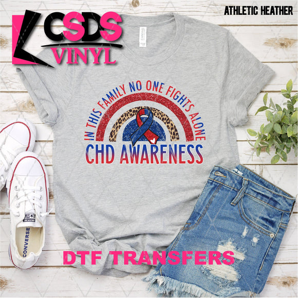 DTF Transfer - DTF003082 In this Family No One Fights Alone Glitter Rainbow CHD Awareness