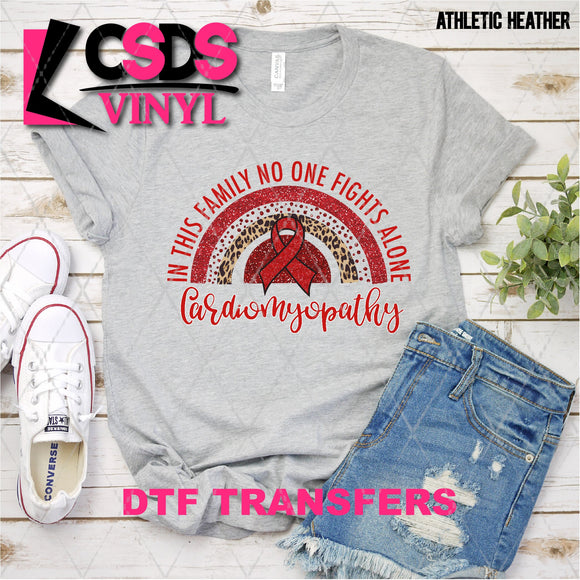 DTF Transfer - DTF003103 In this Family No One Fights Alone Glitter Rainbow Cardiomyopathy
