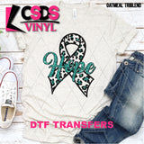 DTF Transfer - DTF003124 Hope Faux Glitter Ribbon Teal