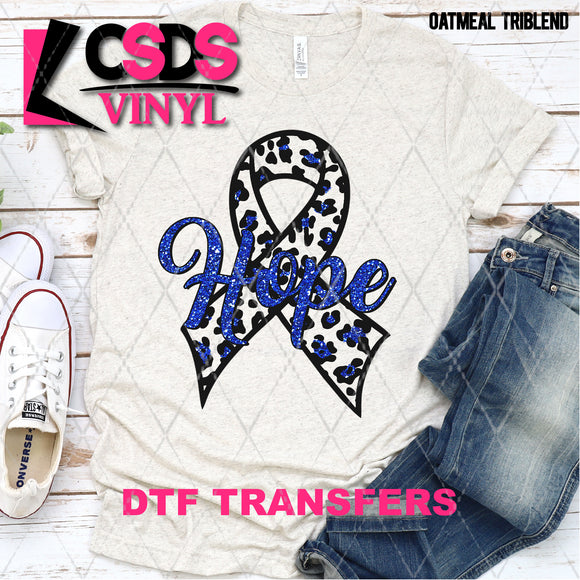 DTF Transfer - DTF003133 Hope Faux Glitter Ribbon Blue