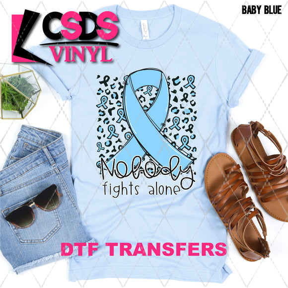 DTF Transfer - DTF003148 Nobody Fights Alone Ribbon Light Blue