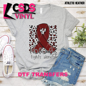 DTF Transfer - DTF003150 Nobody Fights Alone Ribbon Maroon