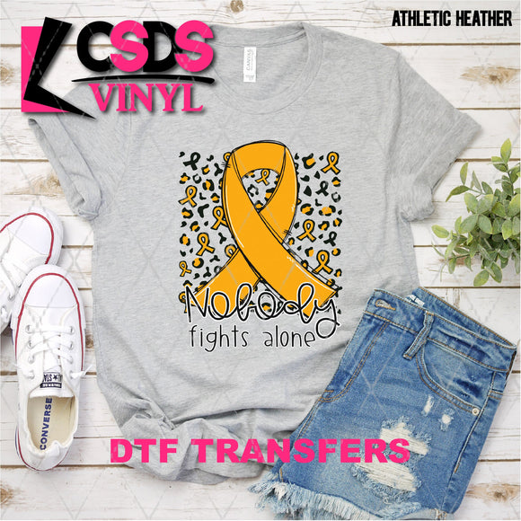 DTF Transfer - DTF003154 Nobody Fights Alone Ribbon Gold