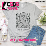 DTF Transfer - DTF003156 Nobody Fights Alone Ribbon Grey/Silver