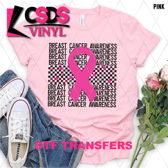 DTF Transfer - DTF003167 Breast Cancer Stacked Word Art Pink Ribbon