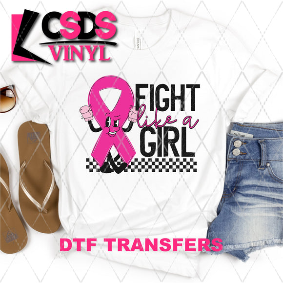 DTF Transfer - DTF003169 Fight Like a Girl Ribbon with Boxing Gloves