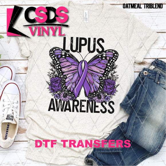 DTF Transfer - DTF003170 Floral Butterfly Lupus Awareness